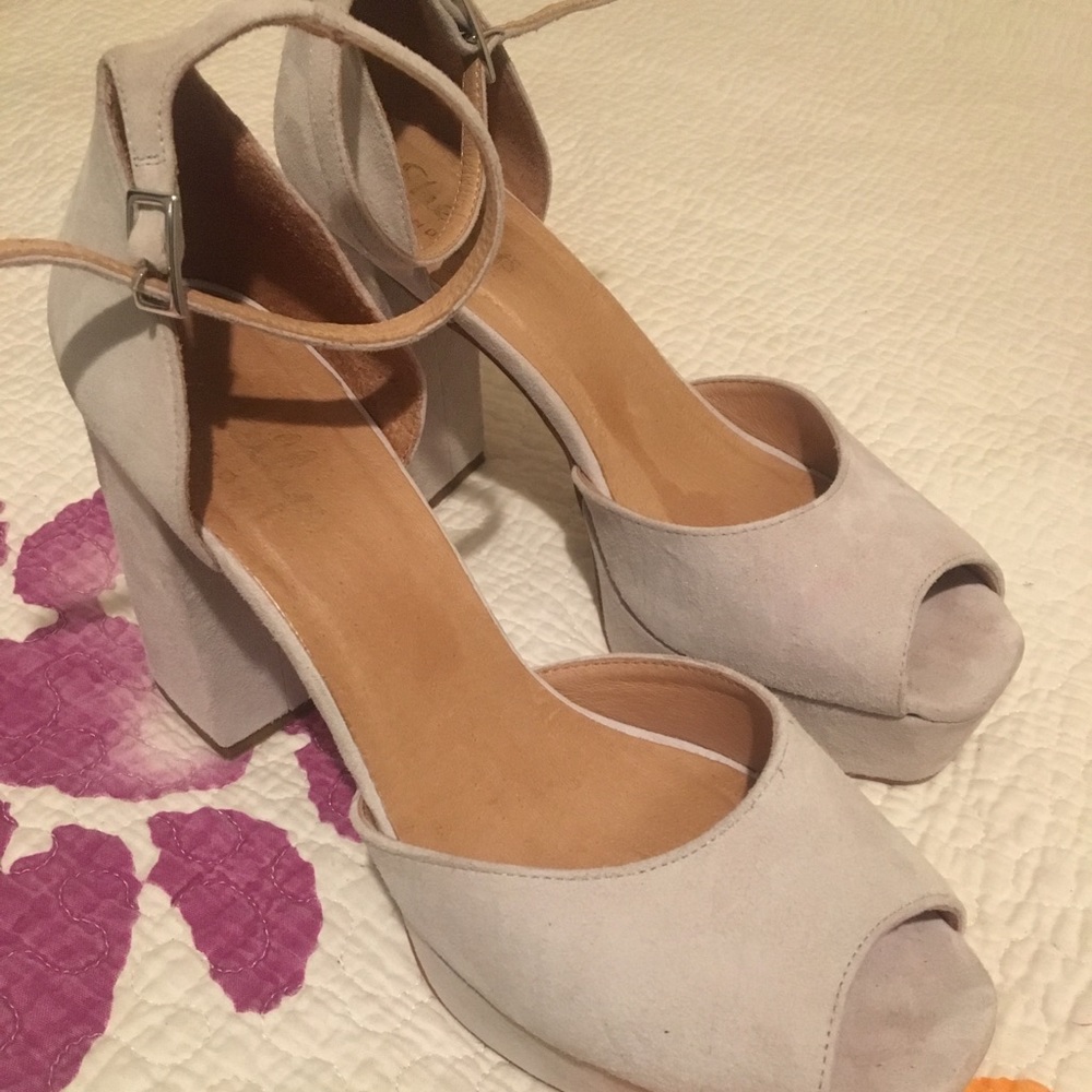 light grey suede platform heels